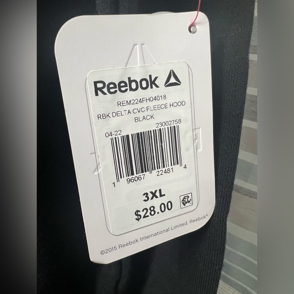Reebok Classic Delta CVC Fleece Black Pullover Hoodie - Picture 7 of 12